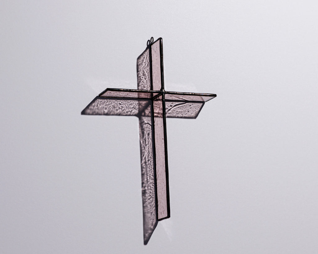 Rose Mist Cross Suncatcher